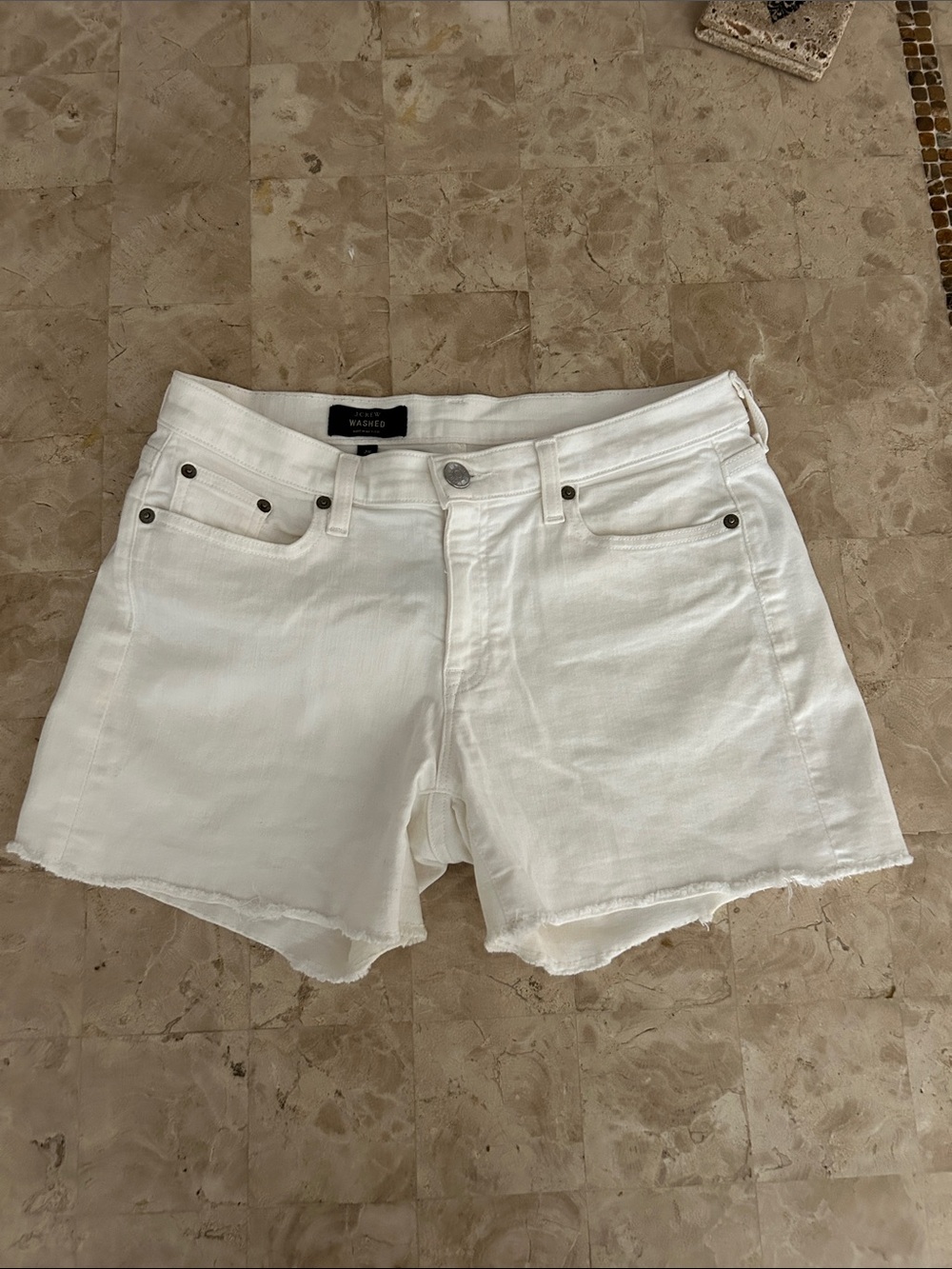 J.Crew Washed White Raw Hem Jean Shorts 28